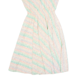 JUST IN THYME Womens A-Line Dress Cream 90s Striped Short Sleeve Midi S