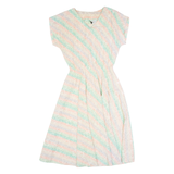 JUST IN THYME Womens A-Line Dress Cream 90s Striped Short Sleeve Midi S