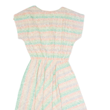 JUST IN THYME Womens A-Line Dress Cream 90s Striped Short Sleeve Midi S
