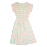 JUST IN THYME Womens A-Line Dress Cream 90s Striped Short Sleeve Midi S