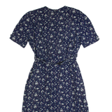 SL FASHIONS Womens A-Line Dress Blue 90s Floral Long Sleeve Long M