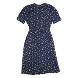 SL FASHIONS Womens A-Line Dress Blue 90s Floral Long Sleeve Long M