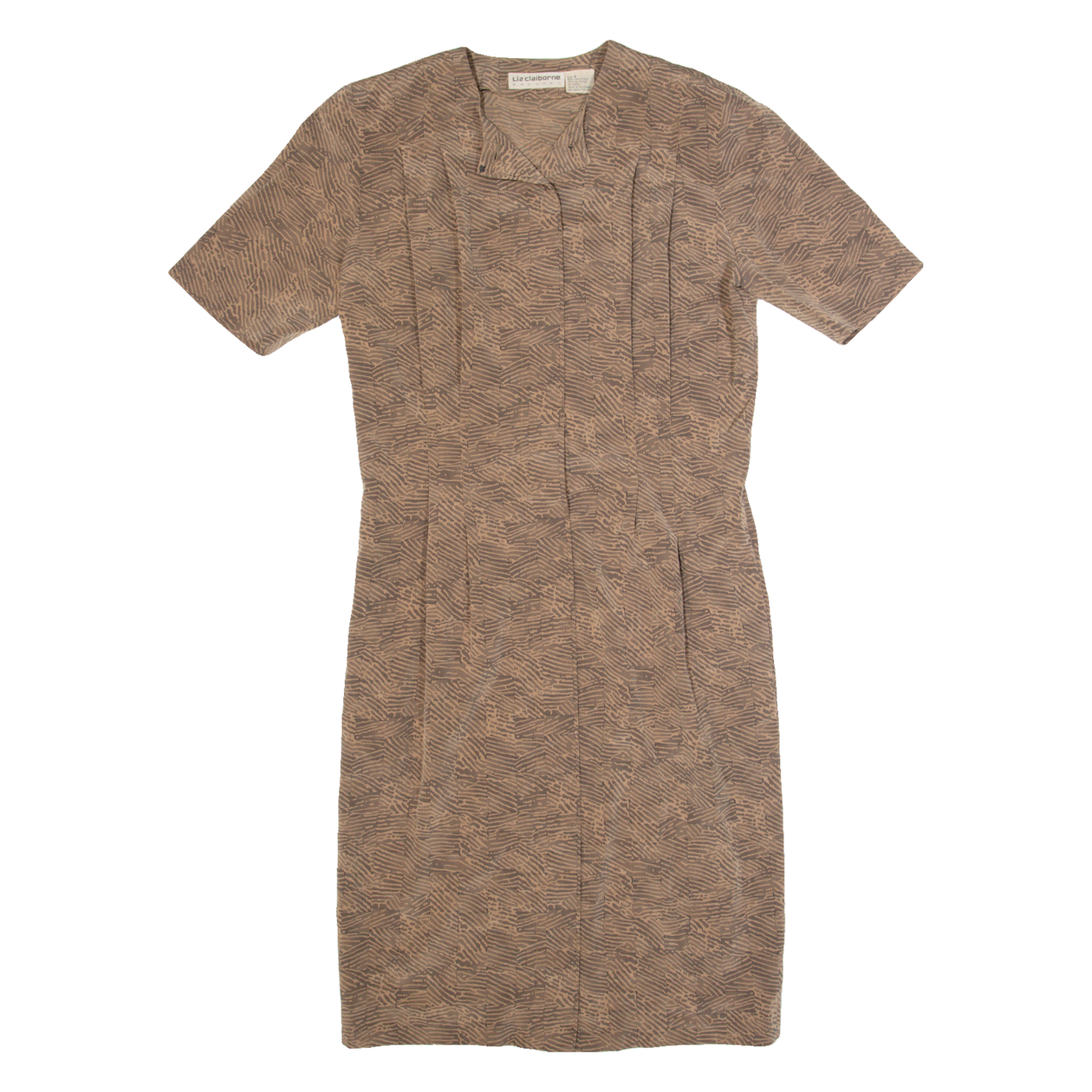 LIZ CLAIRBORNE Womens Pencil Dress Brown 90s Crazy Pattern Midi M – Cerqular