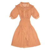 MING YING Womens A-Line Dress Orange Short Sleeve Midi XS