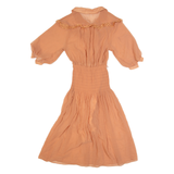 MING YING Womens A-Line Dress Orange Short Sleeve Midi XS