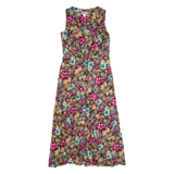 ROBBIE BEE Womens Tea Dress Blue 90s Floral Sleeveless Long S