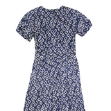 MAGGIE BOUTIQUE Womens A-Line Dress Blue Spotted Short Sleeve Long M