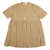 ZARA Womens Day Dress Beige Short Sleeve Knee Length S