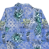 ULLA POPKEN Womens Day Dress Blue Velvet 90s Crazy Pattern Short L