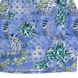 ULLA POPKEN Womens Day Dress Blue Velvet 90s Crazy Pattern Short L