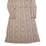 MYRIAM Womens Day Dress Brown 90s Striped Long Sleeve Long L