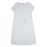 JOULES Womens A-Line Dress Blue Striped Short Sleeve Long UK 12