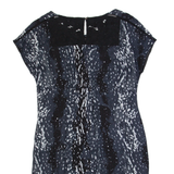 MINT VELVET Womens Shift Dress Grey Spotted Short Sleeve Midi UK 14