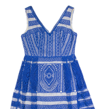 PHASE EIGHT Womens A-Line Dress Blue Lace Sleeveless Midi UK 12