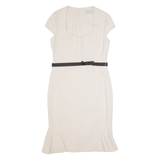 KAREN MILLEN Womens Mermaid Dress Cream Short Sleeve Midi UK 14