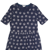BODEN Womens Fit & Flare Dress Blue Spotted Short Sleeve Knee Length UK 12