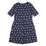 BODEN Womens Fit & Flare Dress Blue Spotted Short Sleeve Knee Length UK 12