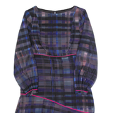 MINT VELVET Womens Day Dress Black Check Long Sleeve Knee Length UK 10