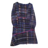 MINT VELVET Womens Day Dress Black Check Long Sleeve Knee Length UK 10