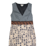 MONSOON Womens Pencil Dress Cream Crazy Pattern Sleeveless Midi UK 12