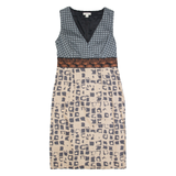 MONSOON Womens Pencil Dress Cream Crazy Pattern Sleeveless Midi UK 12