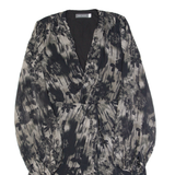 MINT VELVET Womens Day Dress Grey Crazy Pattern Long Sleeve Knee Length UK 10