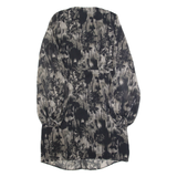 MINT VELVET Womens Day Dress Grey Crazy Pattern Long Sleeve Knee Length UK 10