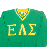 RUSSELL ATHLETIC Fraternity Mens Sweatshirt Green V-Neck USA S