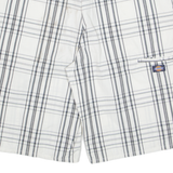 DICKIES Mens Workwear Shorts White Check XL W38