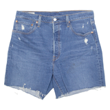 LEVI'S Cut Off 501 Premium E Womens Denim Shorts Blue M W34