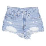 LEVI'S Cut Off Distressed 501 Womens Denim Shorts Blue XXS W25