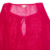 DKNY Womens Oversized Top Pink V-Neck Long Sleeve XS