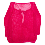 DKNY Womens Oversized Top Pink V-Neck Long Sleeve XS