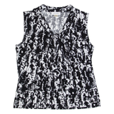 CALVIN KLEIN Womens Printed Top Black Sleeveless Crazy Pattern M