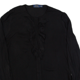 POLO RALPH LAUREN Frill Womens Shirt Black Long Sleeve Viscose UK 10
