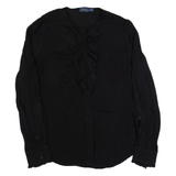 POLO RALPH LAUREN Frill Womens Shirt Black Long Sleeve Viscose UK 10