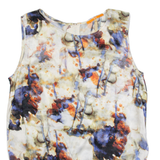 HUGO BOSS Womens Printed Vest Cream Sleeveless Silk Crazy Pattern UK 6