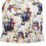 HUGO BOSS Womens Printed Vest Cream Sleeveless Silk Crazy Pattern UK 6