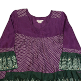 DKNY Womens Oversized Top Purple Long Sleeve Silk Spotted S