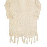 HOLLISTER Cardigan Womens Kimono Top Cream 3/4 Sleeve S