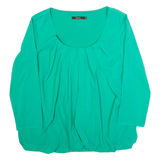 REISS Bubble Hem Womens Blouse Green Long Sleeve UK 8