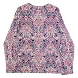 CROFT & BARROW Womens Printed Top Purple V-Neck Long Sleeve Paisley L