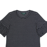 LAUREN RALPH LAUREN Womens Printed Top Black Striped XS