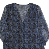 ANTHROPOLOGIE Womens Printed Top Blue V-Neck 3/4 Sleeve Crazy Pattern S
