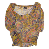 TED BAKER Womens Printed Top Brown 3/4 Sleeve Silk Paisley XS