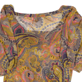 TED BAKER Womens Printed Top Brown 3/4 Sleeve Silk Paisley XS