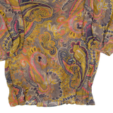 TED BAKER Womens Printed Top Brown 3/4 Sleeve Silk Paisley XS