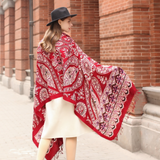 Anyyou 100% Merino Wool Claret Silk Satin Large Winter Scarf Pashmina Shawl Bandana Perfect For Women Ladies Fashion Style