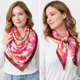 Anyyou Fashion Premium Satin Square Scarf – Dark Pink Silk-Feel Neckwrap for Women