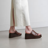Mules Eugene Cuir Marron-Fonce